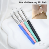 2-Pack Pink Jewelry Fastener Helper Tool - Quick Bracelet & Fine Chain Wearer Aid With Telescopic Titanium Steel Hook - Front View