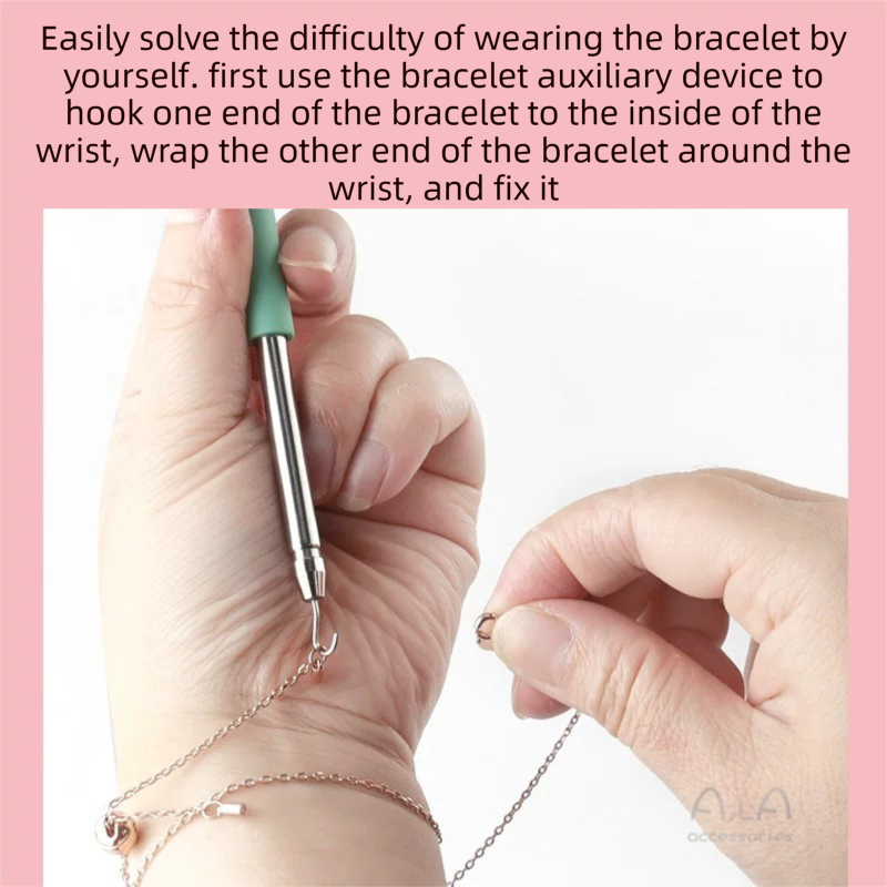 2-Pack Black Jewelry Fastener Helper Tool - Quick Bracelet & Fine Chain Wearer Aid With Telescopic Titanium Steel Hook