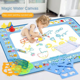80x60CM Christmas Style Magic Water Doodle Mat Toy | Reusable Aqua Painting Set with 9 Accessories, Mess-Free Water Painting Learning Blanket - Front View