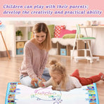 80x60CM Christmas Style Magic Water Doodle Mat Toy | Reusable Aqua Painting Set with 9 Accessories, Mess-Free Water Painting Learning Blanket