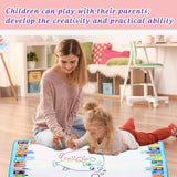 80x60CM Christmas Style Magic Water Doodle Mat Toy | Reusable Aqua Painting Set with 9 Accessories, Mess-Free Water Painting Learning Blanket - Side View