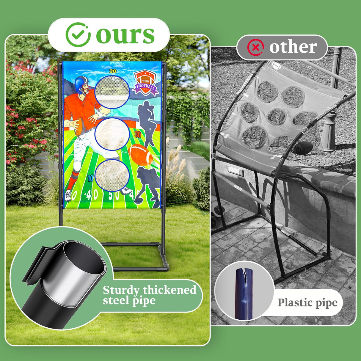 Outdoor/Indoor Portable Rugby Toss Game Set - Football Target Frame &  Rugby Toss Activity Toy, Durable & Easy Assembly Sports Equipment