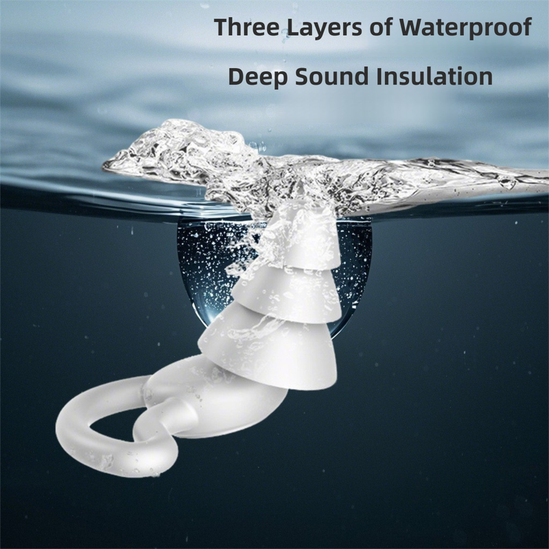 2-Pairs Grey Noise Reduction Silicone Ear Plugs for Swimming, Sleep, and Study - Waterproof Reusable Sound Blocking Earplugs