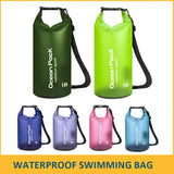 Blue 10L PVC Waterproof Swimming Bag Bonus with Waterproof Phone Pouch - Roll-Top Floating Dry Gear Bags for Beach, Kayaking & Outdoor Sports - Side View
