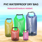 Light Green 10L PVC Waterproof Swimming Bag Bonus with Waterproof Phone Pouch - Roll-Top Floating Dry Gear Bags for Beach, Kayaking & Outdoor Sports - Front View