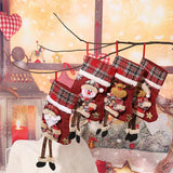 E4-1 Santa Claus Dangling Leg Christmas Stocking(22x15CM) - Hanging Gift Bag for Holiday Decoration - Front View