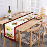 Style-5 New Year & Christmas Table Runner(33 x 180 CM) - Festive Linen Tablecloth, Digital Print Christmas Decor - Front View
