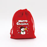 2-Pack Luxury Red Velvet Snowman Christmas Gift Bag(13x18CM) - Festive Drawstring Storage Bag for Candy, Gifts & Apple Packaging