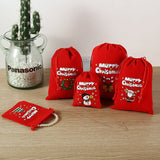 2-Pack Luxury Red Velvet Snowman Christmas Gift Bag(13x18CM) - Festive Drawstring Storage Bag for Candy, Gifts & Apple Packaging