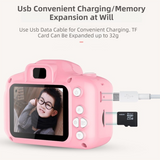 X2 Pink Single Lens Kids Cat Digital Camera - Multi-Functions With 20MP Interpolation, Photo & Multiple Filters, 1080P Video and Game - 45-Degree Angle
