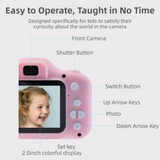 X2 Pink HD Dual Lens Kids Carrot Bunny Digital Camera - Multi-Functions With 20MP Interpolation, Photo & Multiple Filters, 1080P Video and Game