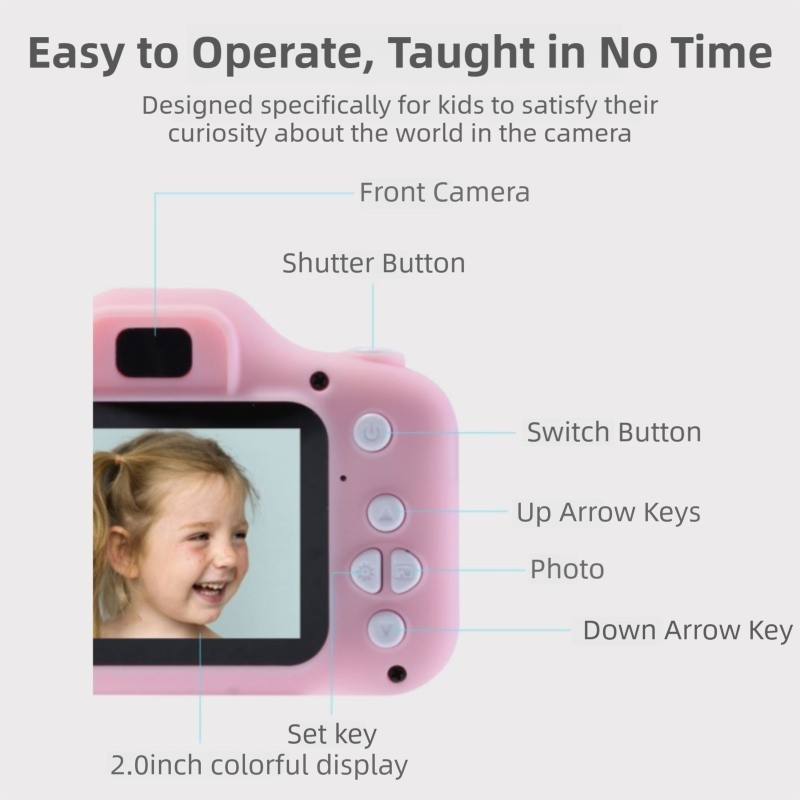 X2 Blue HD Dual Lens Kids Cat Digital Camera - Multi-Functions With 20MP Interpolation, Photo & Multiple Filters, 1080P Video and Game