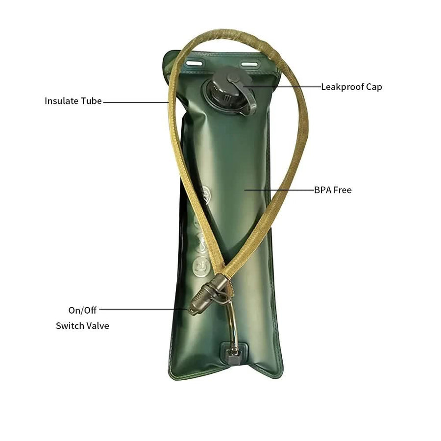 Outdoor Black 2L Hydration Bladder for Running & Cycling - Eco-Friendly PEVA Material Water Reservoir Pack Insert with Bite Valve & 93CM Water Pipe