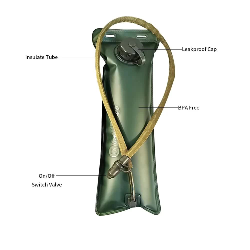 Outdoor Black 2.5L Hydration Bladder for Running & Cycling - Eco-Friendly PEVA Material Water Reservoir Pack Insert with Bite Valve & 93CM Water Pipe