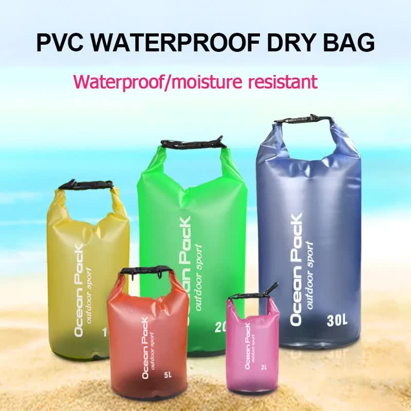 Blue 5L PVC Waterproof Swimming Bag Bonus with Waterproof Phone Pouch - Roll-Top Floating Dry Gear Bags for Beach, Kayaking & Outdoor Sports
