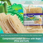 4-Pack Premium Soft Square Natural Loofah Segment Scrubber With Hanging Rope - Zero Waste Kitchen & Bath Loofah (Expands to >5cm Diameter & L 10CM)