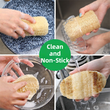 4-Pack Premium Soft Square Natural Loofah Segment Scrubber With Hanging Rope - Zero Waste Kitchen & Bath Loofah (Expands to >5cm Diameter & L 10CM)