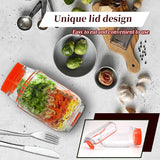 2-Pack(Green&Orange) Portable All-in-One Side-Opening Salad Container Jar with Fork(10.5x19CM) - Plastic Layered Meal Storage Cup for Kitchen & On-the-Go