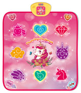 2-Pack Kids Multifunctional Electronic Dance Mat(100x87CM) - Unicorn & Purple Ornament Theme Play Mat with Sound Recognition for Early Education and Physical Exercise - Front View