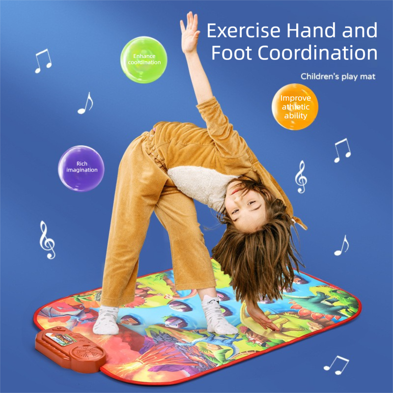 2-Pack Kids Multifunctional Electronic Dance Mat(100x87CM) - Dessert & Pink Ornament Theme Play Mat with Sound Recognition for Early Education and Physical Exercise