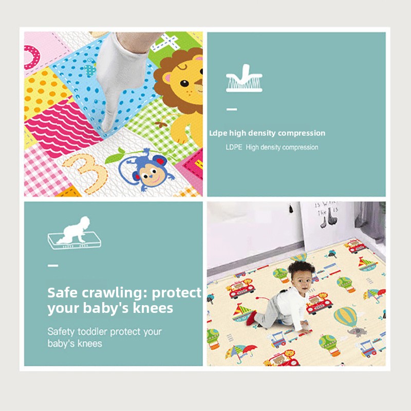 Beige Large Foldable Baby Play Mat - Thick, Waterproof & Reversible XPE Foam Mat for Tummy Time & Crawling