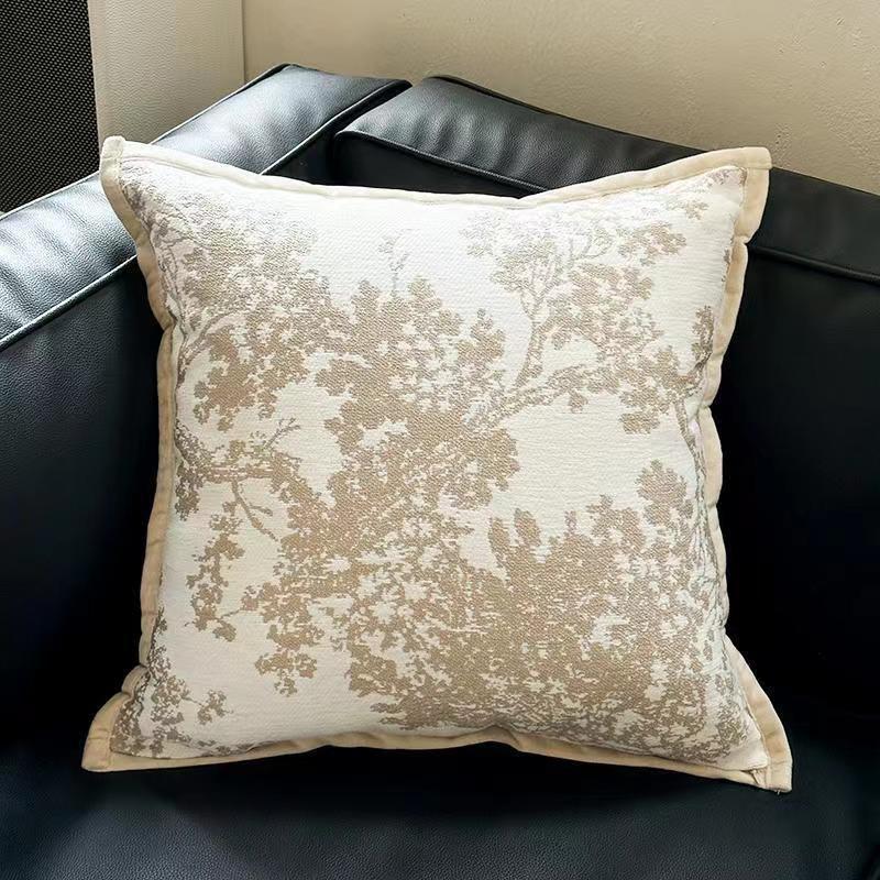 White Elegant Black & White Tree Print Cushion Cover - Modern Home Decor