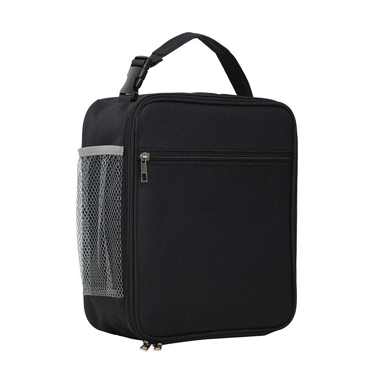 Black Insulated Lunch Bag with Shoulder Strap - Portable & Large Capacity Thermal Bento Tote