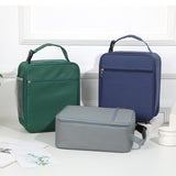 Green Insulated Lunch Bag with Shoulder Strap - Portable & Large Capacity Thermal Bento Tote - Front View