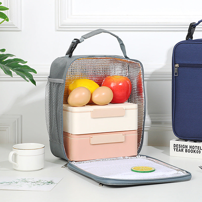 Blue Insulated Lunch Bag with Shoulder Strap - Portable & Large Capacity Thermal Bento Tote