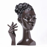 Black Elegant African Woman Head Incense Burner - Creative Desktop Sculpture & Resin Craft