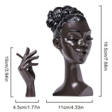 Black Elegant African Woman Head Incense Burner - Creative Desktop Sculpture & Resin Craft - Side View