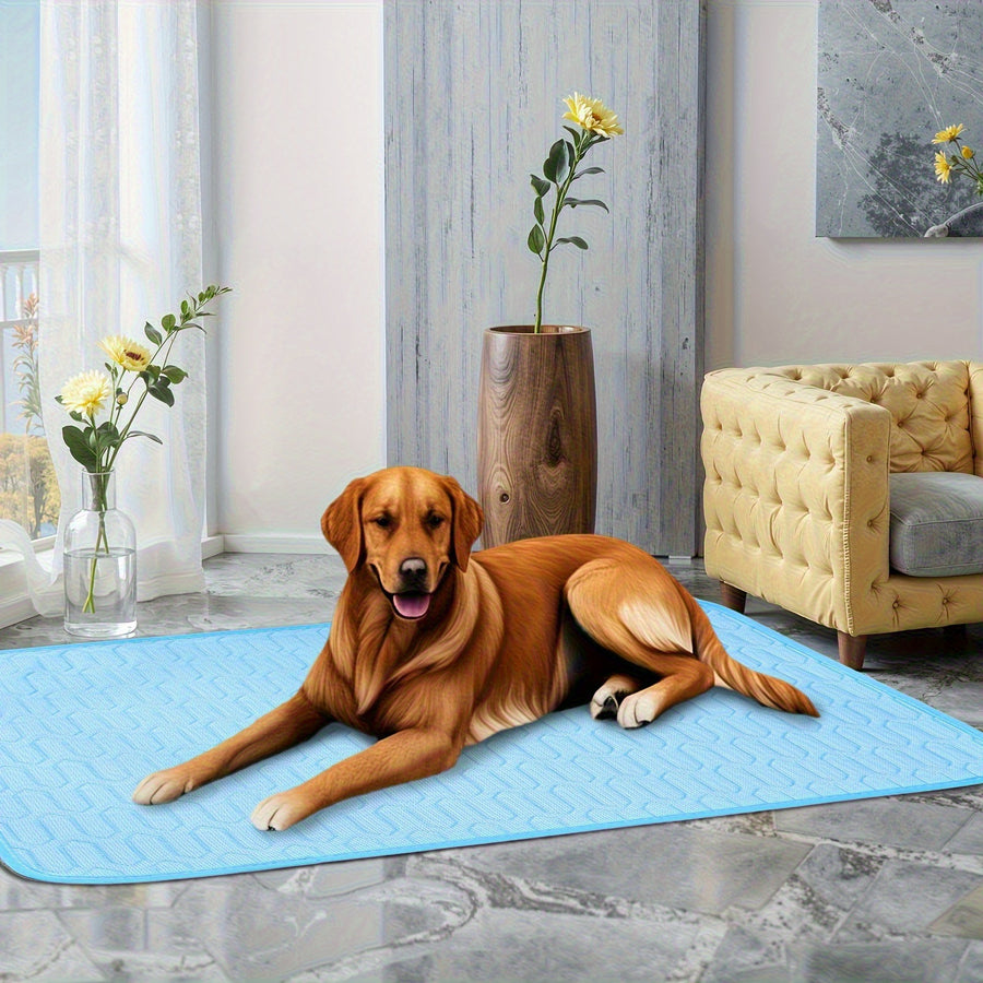 Blue Pet Summer Ice Silk Cooling Mat - Breathable Latex Sleep Pad for Dogs & Cats (100*70cm)