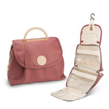 Red Water-Resistant Travel Toiletry Bag with Hook - Foldable Cosmetic Organizer for Men & Women