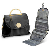 Black Water-Resistant Travel Toiletry Bag with Hook - Foldable Cosmetic Organizer for Men & Women