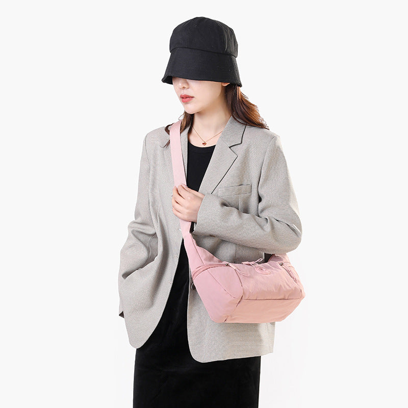Grey Stylish & Lightweight Nylon Crossbody Bag for Women - Large Capacity Shoulder Hobo Bag with Water-Resistant Finish, Perfect for Travel & Daily Use