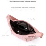 Grey Stylish & Lightweight Nylon Crossbody Bag for Women - Large Capacity Shoulder Hobo Bag with Water-Resistant Finish, Perfect for Travel & Daily Use - Top-Down View
