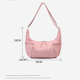 Grey Stylish & Lightweight Nylon Crossbody Bag for Women - Large Capacity Shoulder Hobo Bag with Water-Resistant Finish, Perfect for Travel & Daily Use - Rear View