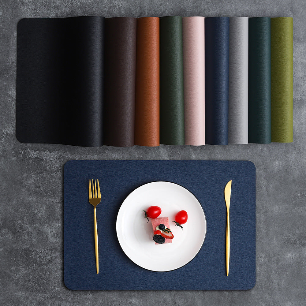2-PCS Black and red PVC Double-Sided Lychee Texture Table Mat - Waterproof, Heat-Resistant & Easy to Clean for Home and Hotel Use