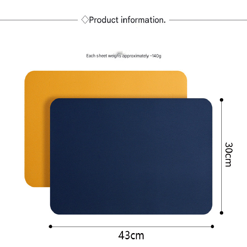 2-PCS Dark green and beige PVC Double-Sided Lychee Texture Table Mat - Waterproof, Heat-Resistant & Easy to Clean for Home and Hotel Use
