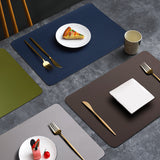 2-PCS Dark brown and ivory white PVC Double-Sided Lychee Texture Table Mat - Waterproof, Heat-Resistant & Easy to Clean for Home and Hotel Use - Side View