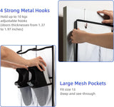 Black 28-Pocket Over-the-Door Shoe Organizer with Breathable Mesh – Wall Hanging Storage Bag for Shoes, Boots, and Accessories - Front View