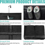 Black 28-Pocket Over-the-Door Shoe Organizer with Breathable Mesh – Wall Hanging Storage Bag for Shoes, Boots, and Accessories - 45-Degree Angle