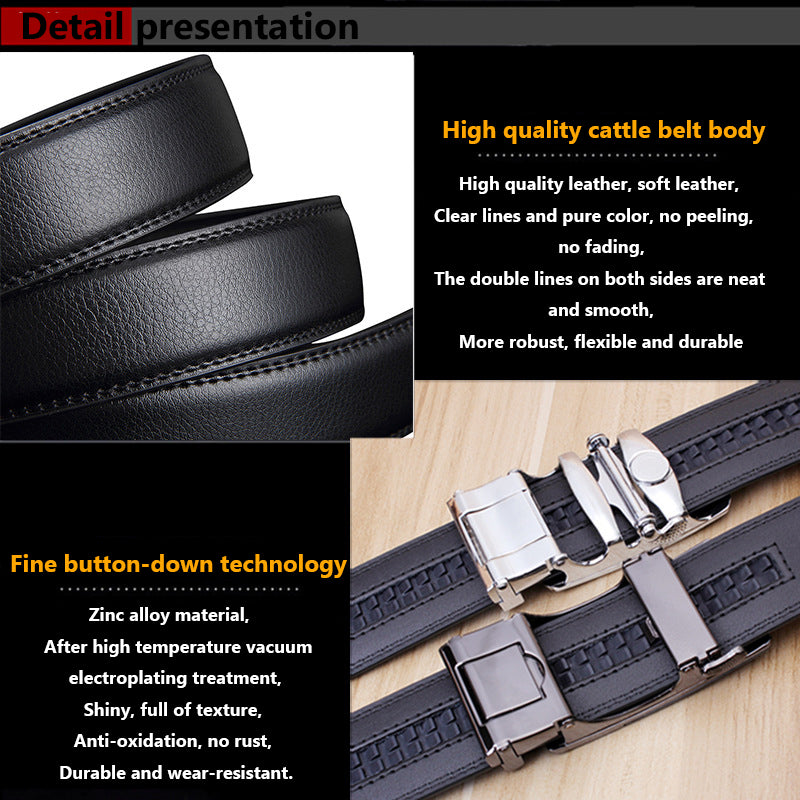 Valentine's Day Gift - Premium Men's Genuine Leather Automatic Buckle Belt - Business & Casual(Style 1)