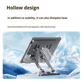 Grey 360 degree Rotating Tablet & Phone Stand - Heavy-Duty Aluminum Adjustable Holder with Cooling for iPad, iPhone, and More