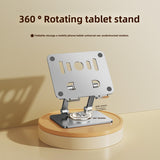 Grey 360 degree Rotating Tablet & Phone Stand - Heavy-Duty Aluminum Adjustable Holder with Cooling for iPad, iPhone, and More - Side View