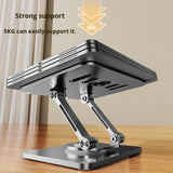 Grey 360 degree Rotating Tablet & Phone Stand - Heavy-Duty Aluminum Adjustable Holder with Cooling for iPad, iPhone, and More - Top-Down View