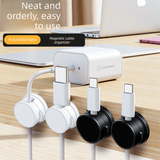 10-PCS Black 360 Degree Rotating Cable Organizer with Magnetic Mount for Desktop Wire Management - Front View
