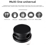 10-PCS Black 360 Degree Rotating Cable Organizer with Magnetic Mount for Desktop Wire Management - Side View