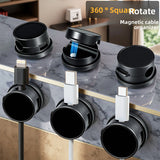10-PCS Black 360 Degree Rotating Cable Organizer with Magnetic Mount for Desktop Wire Management - Rear View