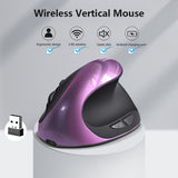 Red 3rd Gen Vertical Wireless Mouse with USB-C Charging - Ergonomic 2.4G Silent Click Design for Office and Laptop Use - Side View